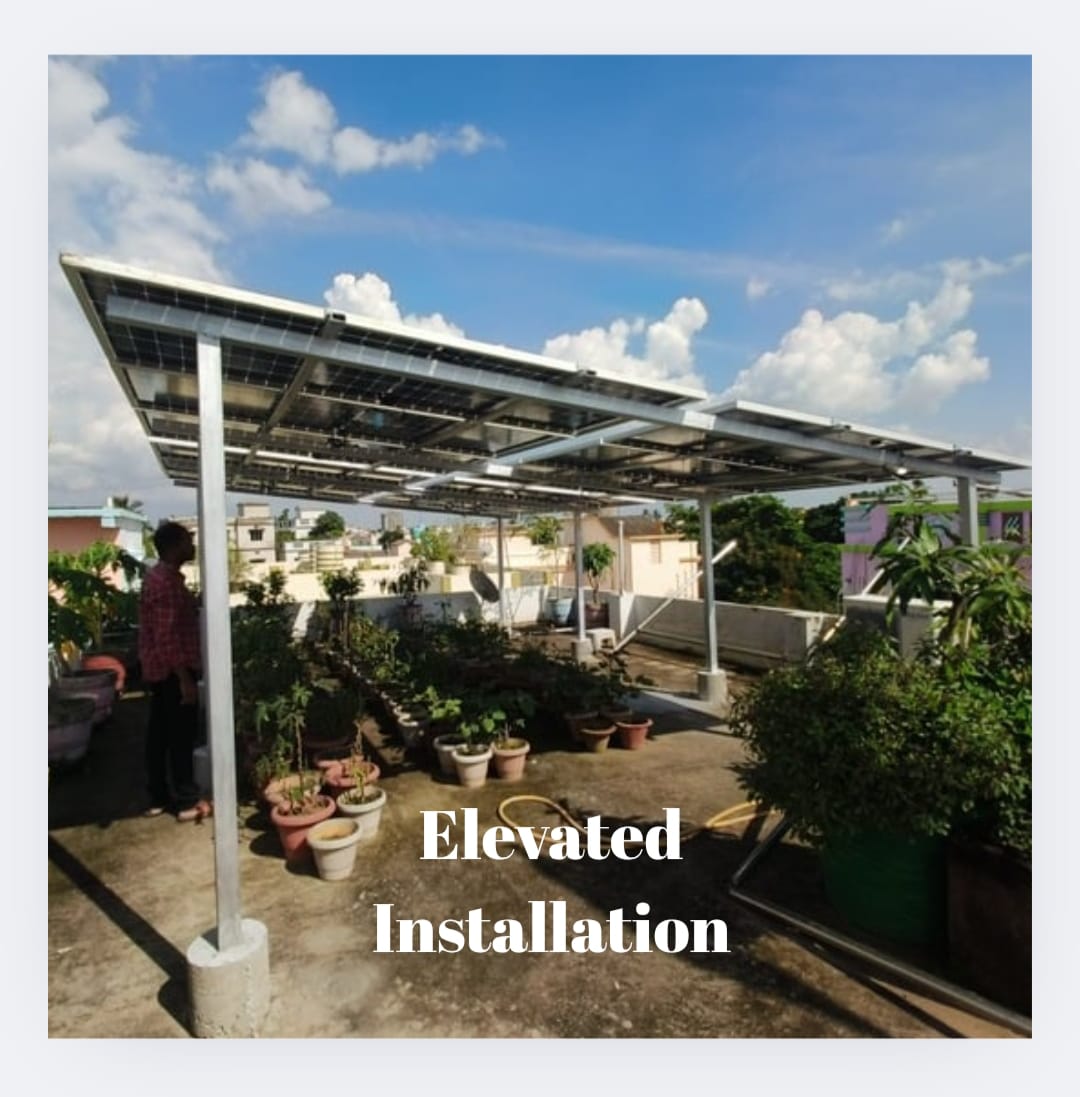 Solar panels installation on rooftop